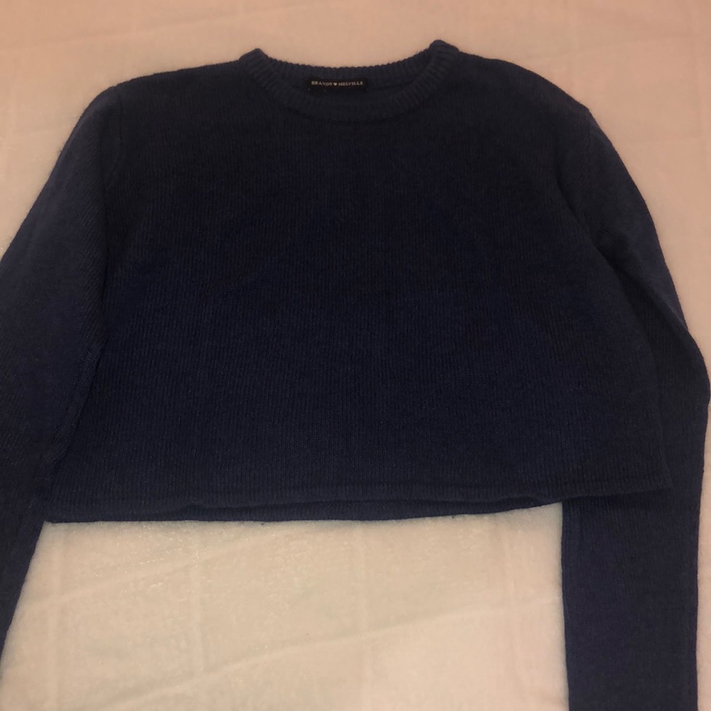 dark royal blue cropped brandy sweater